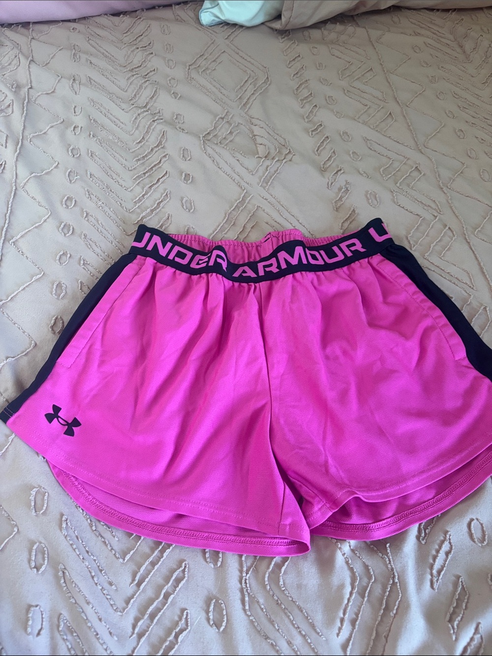 Under Armour Hot Pink Women's Athletic Shorts with Black Trim